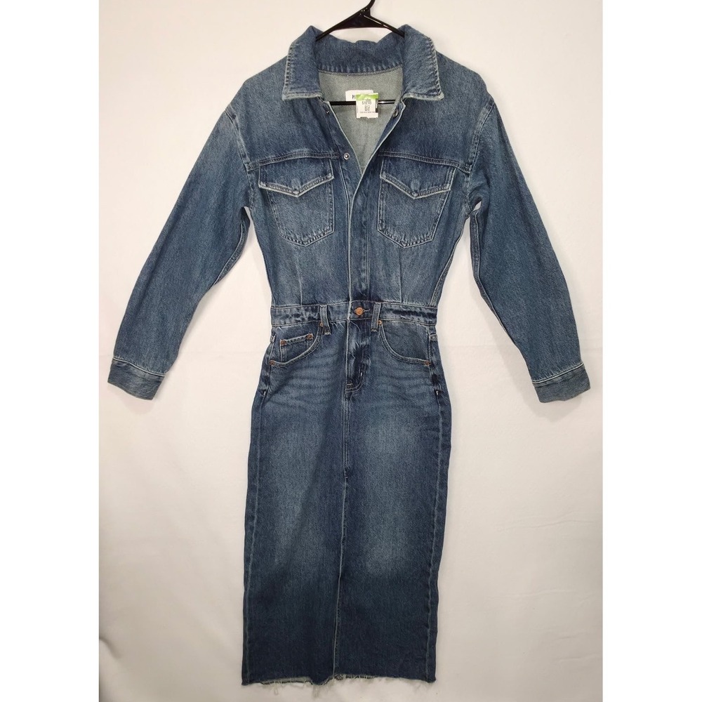 Pistola Socal Denim Midi Dress Medium Wash Long Sleeve Utility XS P00071107DC